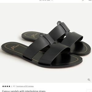 J.Crew Capri Vachetta Leather Sandals Made in Italy Black Slides - Size 7.5